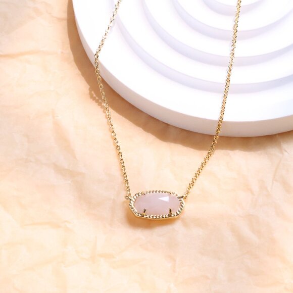 Kendra Scott - Elisa Rose Quartz Necklace Gold - Picture 2 of 2